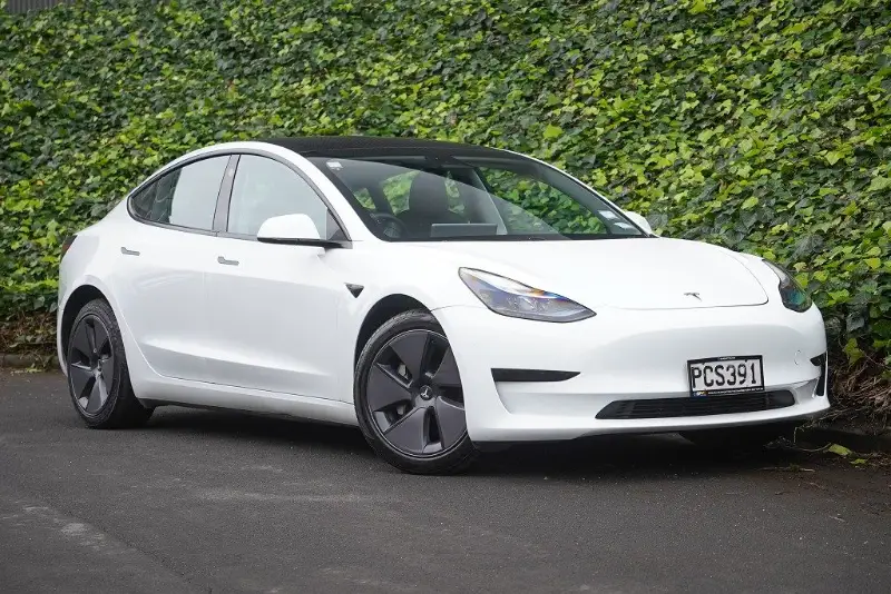 White Tesla Model 3 outside the GVI workshop