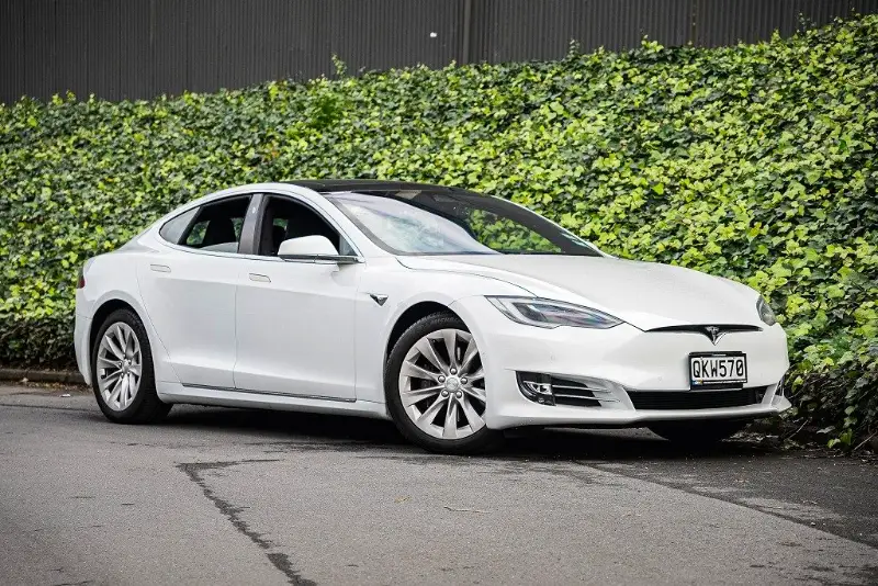 White Tesla Model S outside the GVI workshop