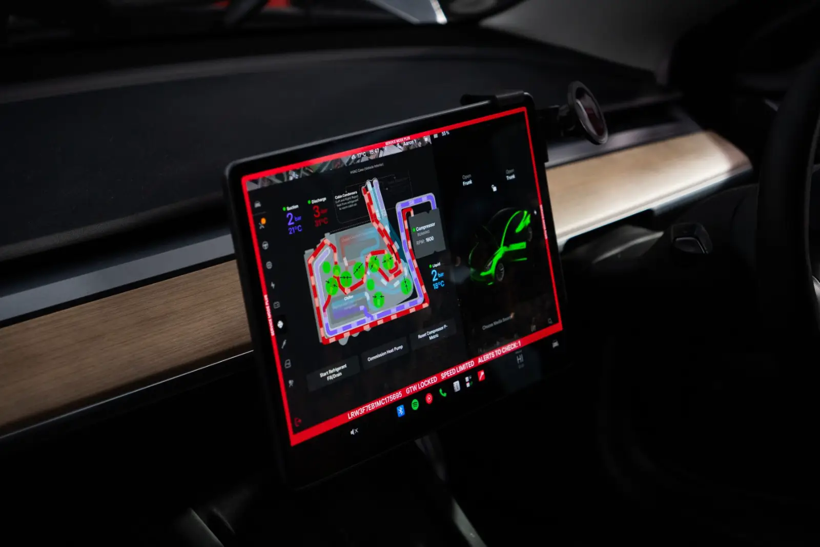 Tesla air conditioning fault being repaired at GVI