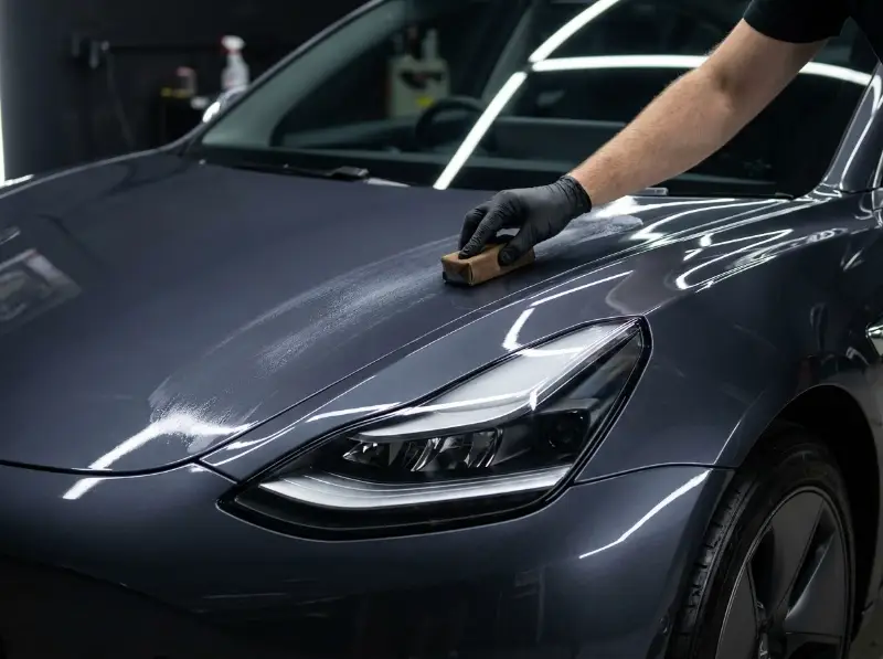Dura-Seal paint protection applied to a Tesla