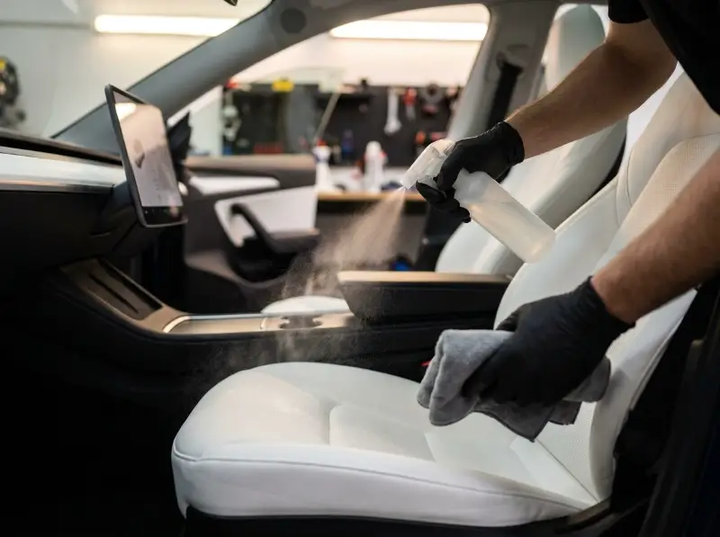 Tesla interior fabric and leather protection applied